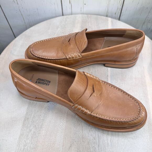 Johnston & Murphy Mens Loafers Size 10.5 Brown Slip On Tru Foam Slip On Shoe New - Picture 2 of 14